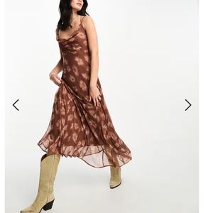 ASOS cowl neck midi dress in floral print